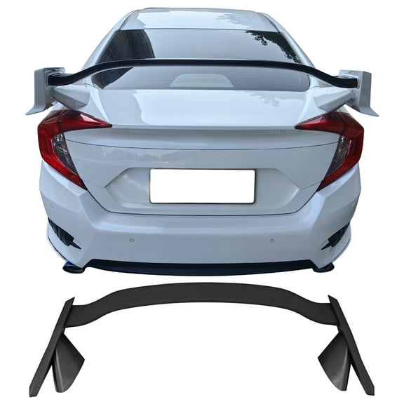 Ikon Motorsports Trunk Spoiler Fits 16-21 Honda Civic 10th X Sedan OE T-R Unpainted Black
