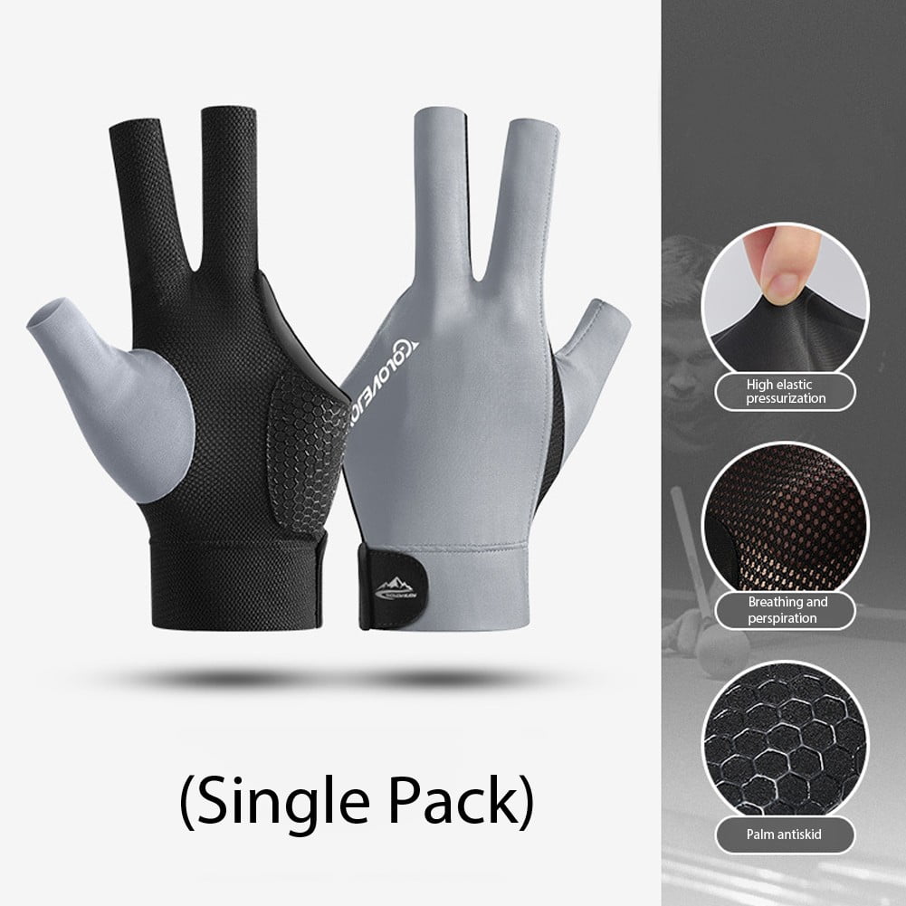 Lot De 6 Gants De Billard à 3 Doigts – élasthanne, Taille Unique, Pour Main Gauche, Noir/rouge/bleu