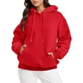 thumbnail image 4 of Landzoo Womens Daily Home Outdoor Workout Solid Color Long Sleeve Hoodies Sweatshirts Pocket Top Sweatshirt Warm Breathable Women's Hoodie, 4 of 9