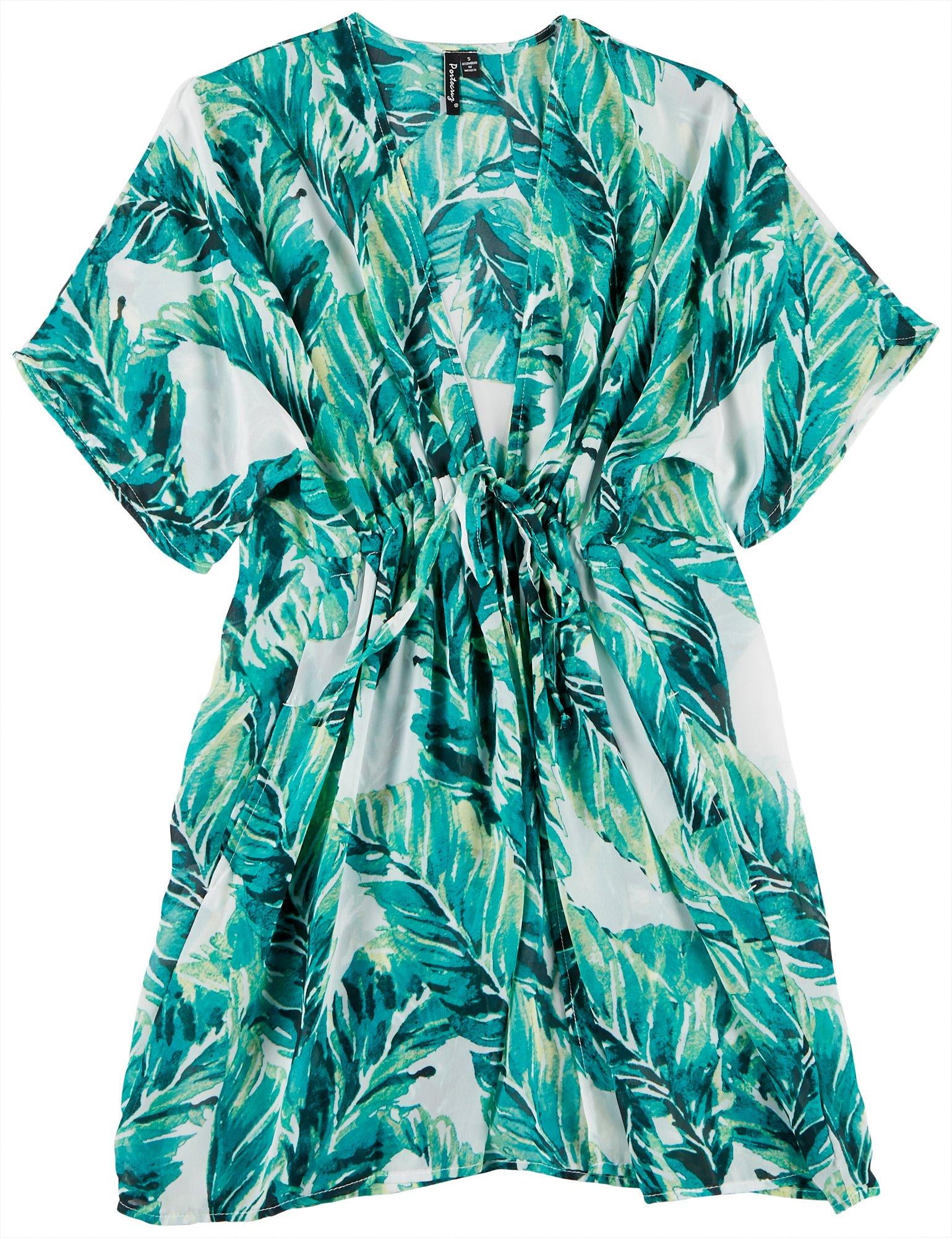 palm print beach cover up