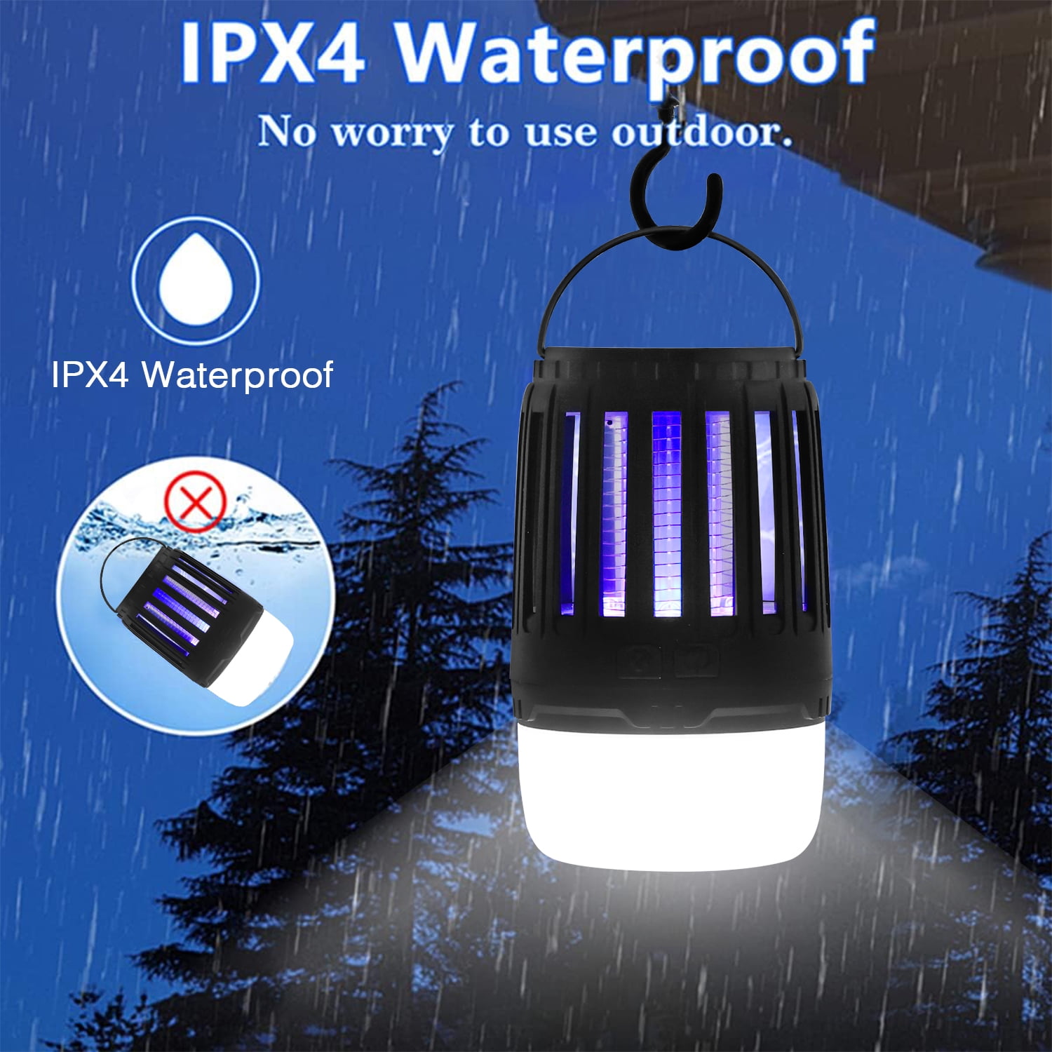 Zacro Solar Bug Zapper, Waterproof Mosquito Killer Lamp for Outdoor & Indoor,Electric Fly Trap Zapper Insect Killer for Camping, Patio, Home