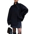 thumbnail image 3 of Women Crop Pea Coat Winter Loose Casual Short Jacket Outwear, 3 of 6