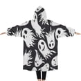 thumbnail image 2 of Oversized Wearable Blanket Hoodie,Black Halloween White Ghosts Sherpa Blanket Hoodie with Super Pockets,Super Warm Fuzzy Pullover for Women & Men, 2 of 6