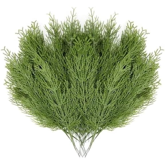 50 Pcs Artificial Pine Branches, Christmas Greenery Plants Pine Needles, Faux Greenery Stems Pine Picks, Fake Greenery Pine Sprigs, DIY Cedar Picks for Christmas Garland Wreath Craft and Home Decor