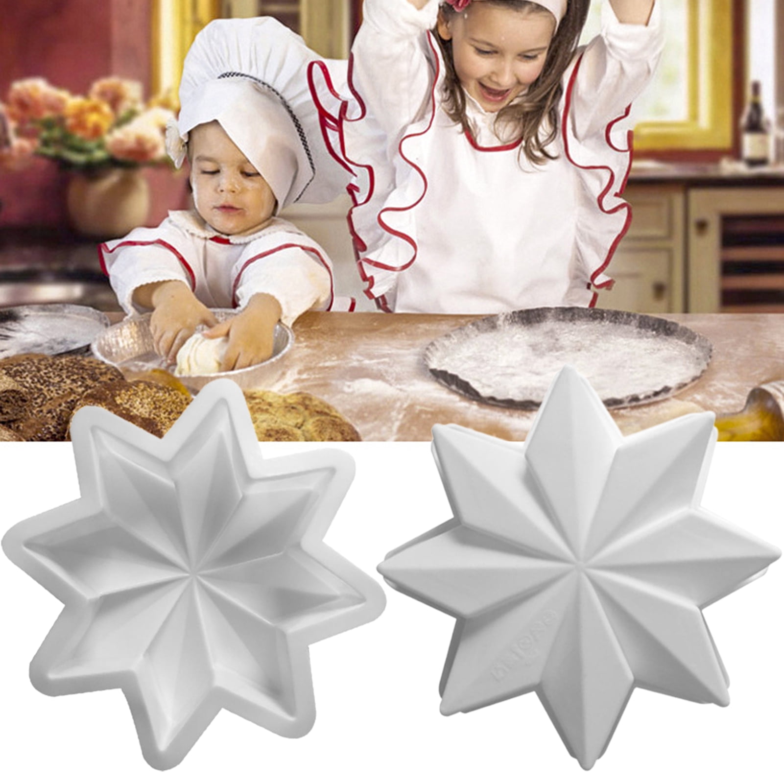 1pc/2pcs, Silicone Octagonal Baking Pan, 12.3 Inch, Star-Shaped Cake Pan,  Snowflake Christmas Mold, Baking Cake Mold, Food Grade Non-Stick For Baking