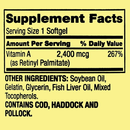 Spring Valley Vitamin A Soft gels, 2400 mcg, 250 Count