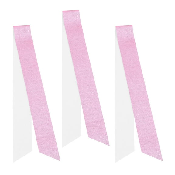 CATIEBYE Pink Blank Sash  Women Polyester Glitter DIY Party Decor 3pcs