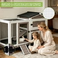 thumbnail image 6 of MEDEHOO 55.2" 2-Story Rabbit Hutch Indoor Outdoor, Heavy Duty Full Metal Bunny Cage with 6 Locking Wheels, 2 Pull-Out Trays, Chew-Proof Ramp & Waterproof Roof for Guinea Pigs Small Pets, 6 of 11
