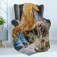 thumbnail image 4 of Waterfall Soft Flannel Fleece Throw Blanket, Fall Season Image of Historical Water Mill and Waterfall Outdoor Nature Art, Cozy Plush for Indoor and Outdoor Use, 50" x 60", Yellow Brown, by Ambesonne, 4 of 5