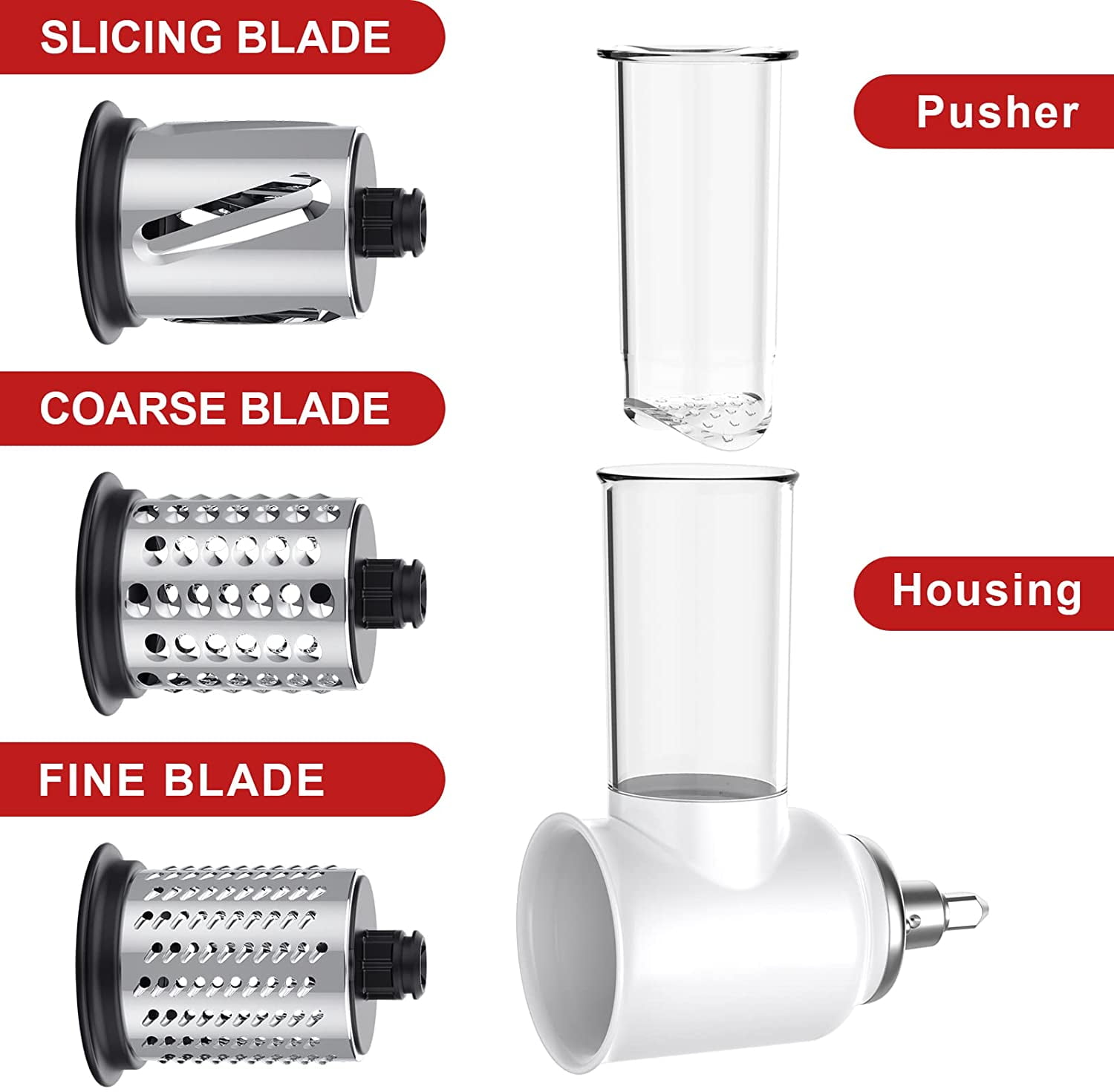 Gvode Slicer Shredder Attachment for KitchenAid Stand Mixer - 3 Blades,  Clear Brownish 