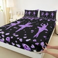 thumbnail image 3 of jejeloiu Cheeleader Theme Bed Sheets,Bling Diamond Print King Sheets,Purple Black Sheet Set For Children,Breathable Home Decor,4 Pieces, 3 of 7