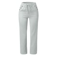 thumbnail image 3 of asddcavvf Pants for Women Loose Drawstring Button Casual Wide Leg Long Pants for Women Solid Color L, 3 of 4