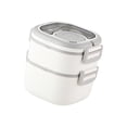 thumbnail image 1 of Caja Bento rectangular para almuerzo, recipiente para preparar comidas, tapa a prueba de fugas, para alimentos calientes o fríos. Blanco 2 niveles, 1 of 9
