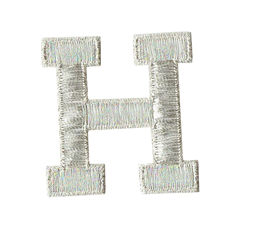 1" Tall Bright Metallic Silver Monogram Block letter C Embroidery Patch 