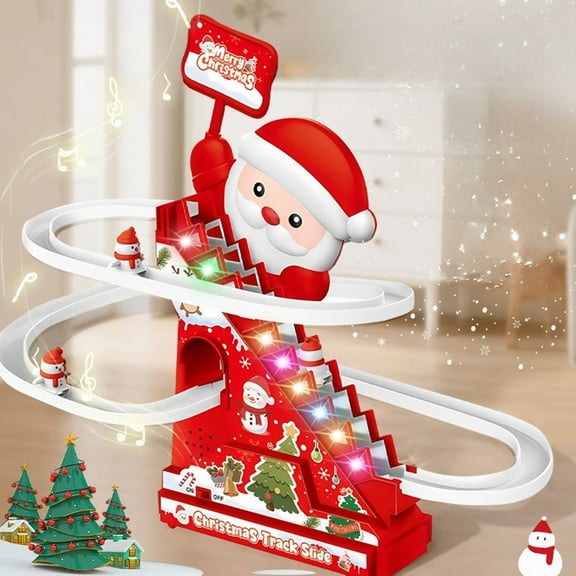 Merry Christmas - Santa Claus Gift Assembly Track Climbing Stairs Lighting Music Puzzle Children's Christmas Toys