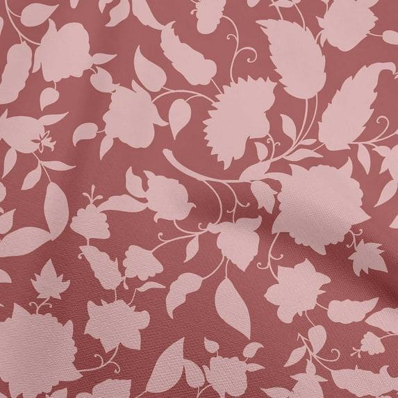 oneOone Viscose Chiffon Pink Fabric Jacobean Floral Silhouette Sewing Material Print Fabric By The Yard 42 Inch Wide