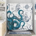 thumbnail image 3 of Blue Nautical Octopus Extra Long Shower Curtain 84 Inches, Funny Ocean Kraken Shower Curtain Set for Bathroom, Beach Coastal Pirate Map Decor Polyester Fabric-72" x 84", 3 of 6