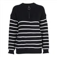 thumbnail image 2 of Suéteres de Punto de Larga con Cuello en V y Media Cremallera para Mujer, Otoño e Invierno, A , de Gran Tamaño. Negro S, 2 of 6