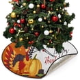 thumbnail image 5 of Coolnut Thanksgiving Turkey Pumpkin Christmas Tree Mats Waterproof Tree Skirt, Fall Harvest Maple Leaves Xmas Tree Stand Tray Mat Floor Protector Pad for Holiday Party Decoration, 28.3", 5 of 6