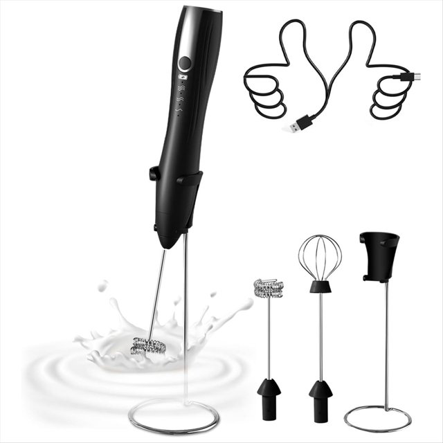 Espumador de Café Recargable, Vaporizador Eléctrico de Mano, Soporte de Acero Inoxidable.