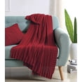 thumbnail image 4 of VCNY Home Collection Dublin Couverture Jetée - 100 % Coton en Tricot Torsadé, Ultra Douce, Luxueusement Chaude - pour Lit, Canapé Ou Chaise, Jetée, Rouge 50x70, 4 of 4