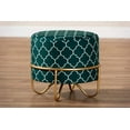 thumbnail image 6 of Baxton Studio Candice Glam and Luxe Teal Green Quatrefoil Velvet Fabric Upholstered Gold Finished Metal Ottoman, 6 of 7