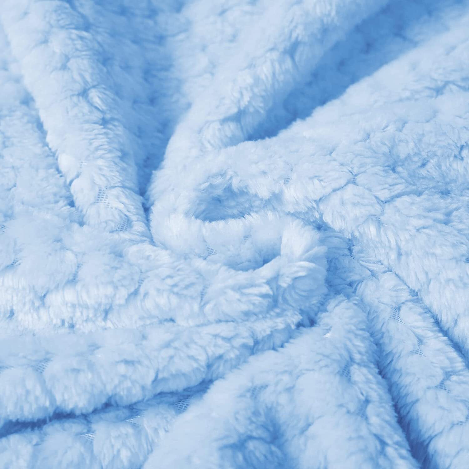 Exclusivo Mezcla Waffle Textured Fleece Blanket, Super Soft and Warm Throw Blanket for Couch, Sofa and Bed (Light Blue, 40"x50")-Cozy, Fuzzy and Lightweight