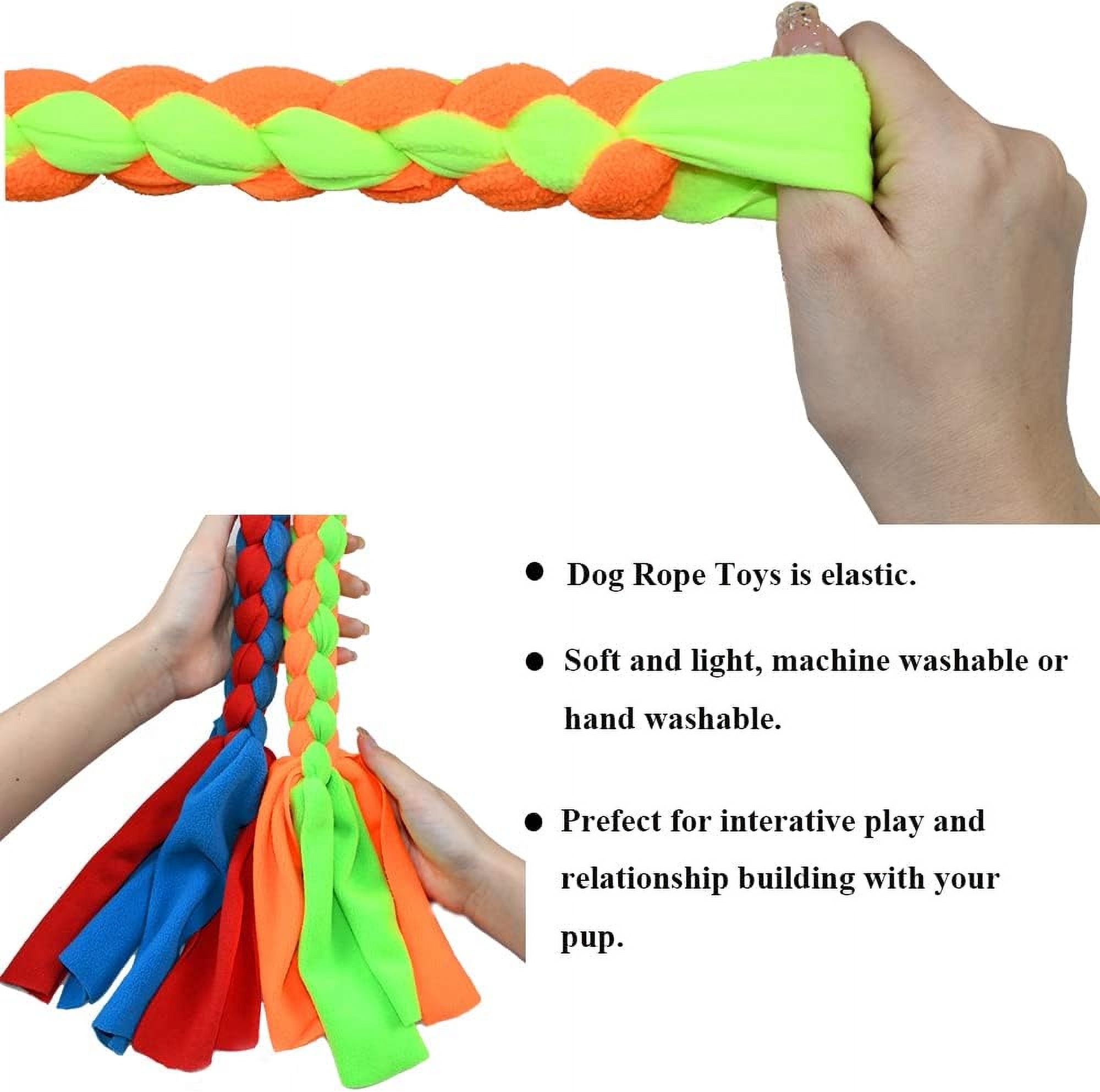 2 Pack Dog Fleece Rope Toy for Dog Chase and Tug Pet Interactive Cotton Chew Toy Dog Tether Lure Toy Dog Flirt Pole Replacement Toys to Outdoor Exercise & Training