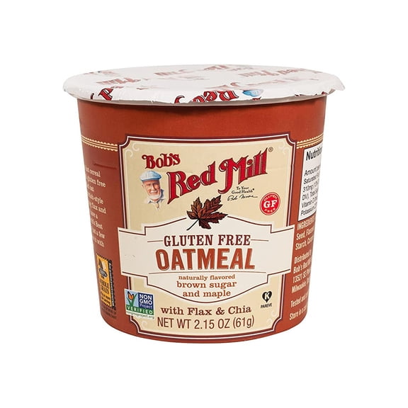 Bob's Red Mill GF Oatmeal Cup, Maple & Brown Sugar, 2.15 Ounce Cup - Non GMO, Whole Grain, Kosher ( PACK OF 2 )