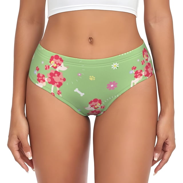 Balery Cute Poodle Dog Ropa Interior de Algodón para Mujer con Dibujo – Braguitas Cómodas y Elásticas, Estilo Clásico-X-Small