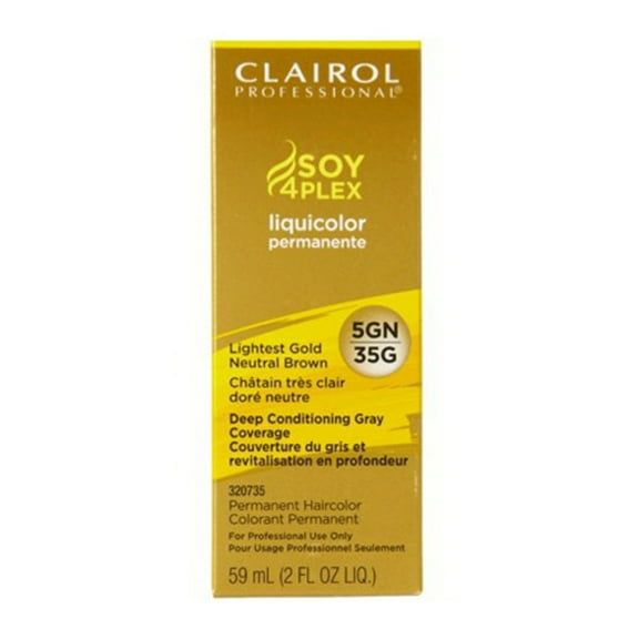 Clairol Professional Lightest Gold Neutral Brown Liquicolor Soy4Plex Permanent Haircolor, 5GN/35G, 2 oz, 2 Pack