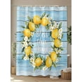 thumbnail image 4 of Fsddascl Lemon Wreath Shower Curtain Set - Standard 72" x 72" Washable Bathtub Curtain with 12 Hooks, Farmhouse Blue Wooden Floral Waterproof Fabric Stall Shower Curtains for Bathroom/Bathtub Décor, 4 of 6