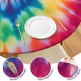 thumbnail image 4 of Colorful Rainbow Tie Dye Spiral Pattern Round Fitted Tablecloth with Elastic Edge,Dining Table Cover Waterproof,Outdoor Round Tablecloth for Camping,Dining,Indoor and Outdoor, 4 of 7
