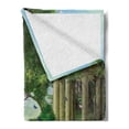 thumbnail image 2 of Fantasy Soft Flannel Fleece Throw Blanket, Gazebo at the Top of a Hill with Stone Stairs and Flowers Medieval Land, Cozy Plush for Indoor and Outdoor Use, 50" x 60", Multicolor, by Ambesonne, 2 of 5