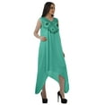 thumbnail image 3 of Moomaya Sleeveless Solid Rayon Asymmetric Hem Womens Beach Party Dresses, 3 of 5