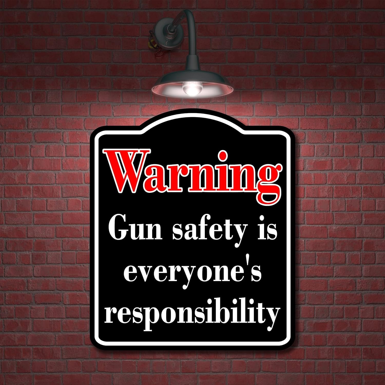 Warning Gun safety is everyones responsibility Red BLACK Aluminum Composite Sign, 20"x24"