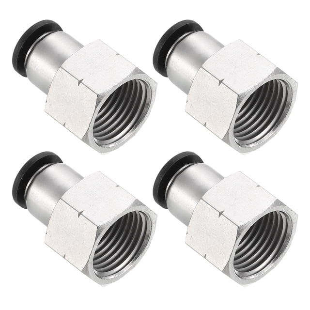 Unique Bargains 4Pcs 3/8 Inch OD Tube to 1/2 Inch NPT Female Thread Push to Connect Fittings