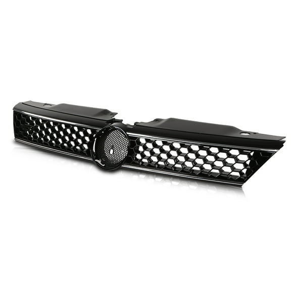 PIT66 Front Grille Trim Gloss Black Honeycomb W/Chrome Fit for 2011-2014 VW Jetta Hex