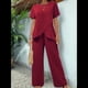 thumbnail image 5 of Conjunto de Dos Piezas de Verano para Mujer, Corta, Cuello Redondo, Pierna , Pantalón . Vino Tinto S, 5 of 7