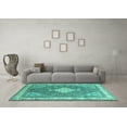 thumbnail image 3 of Ahgly Company Machine Washable Indoor Round Persian Turquoise Blue Traditional Area Rugs, 6' Round, 3 of 4