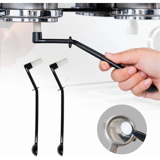 watchget Coffee Machine Cleaning Brush Set, 2 Pieces Espresso Cleaner Brushes with Spoon, Nylon Group Head Espresso Machine Cleaning Tool