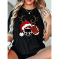 thumbnail image 1 of Camiseta deportiva informal y moderna para mujer, con cuello redondo y manga corta, con estampado de rugby navideño creativo, cómoda para vacaciones de verano. Camiseta deportiva de ocio., 1 of 9
