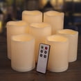 thumbnail image 1 of Outdoor Indoor Waterproof LED Pillar Candles with Remote Timer / Large Battery Operated Flickering Flameless Plastic Resin Fake Candles, 1 of 10