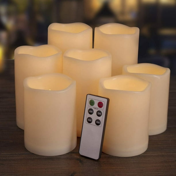 Bougie LED avec télécommande cylindrique sans flamme sans flamme à piles  pour table à manger 