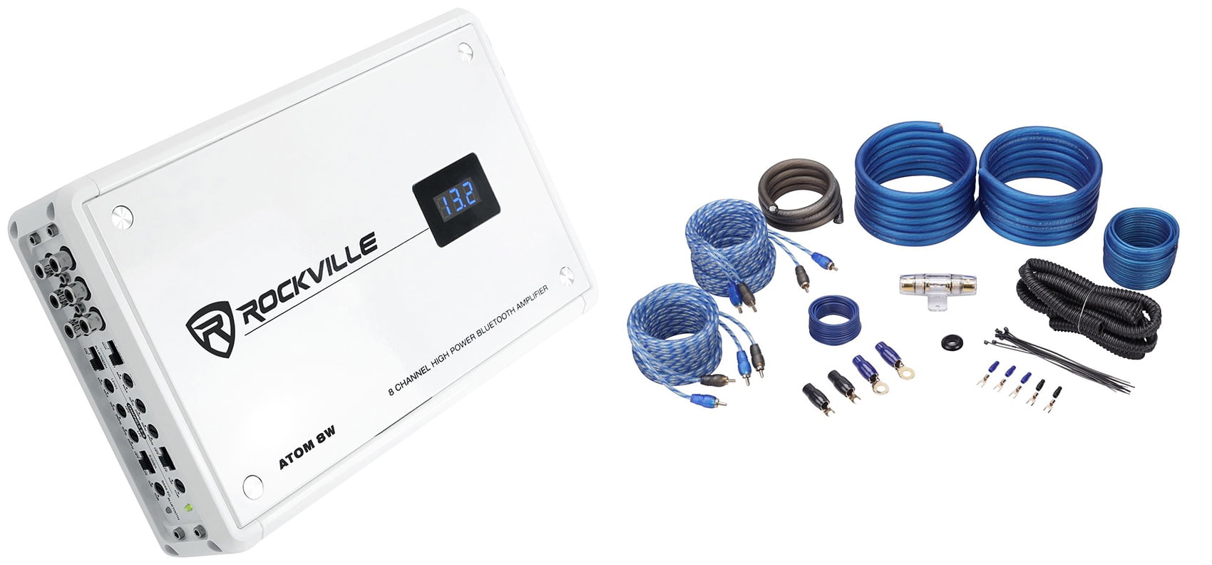 Rockville ATOM 8W 8Channel 3500w Weather Proof Bluetooth Car Amplifier