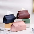 thumbnail image 6 of Godder Leather Tissue Box Rectangular Solid Color Trendy V-Port Organizer Burgundy*4.7*5.9inch, 6 of 7