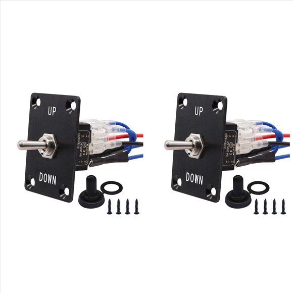 2X Interruptores Basculantes MomentáNeos de 6 Pines, 3 Posiciones (ON)-OFF-(ON)ARRIBA/Abajo, Interruptor Inverso de Polaridad con Panel, Cables y Tapa