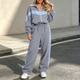 thumbnail image 6 of Smupbvky Tracksuits for Women Set 2 Piece Collared Color Block Zip Jacket Long Sleeve Jogger Pants Casual Fall Outfits (L, Gray), 6 of 7