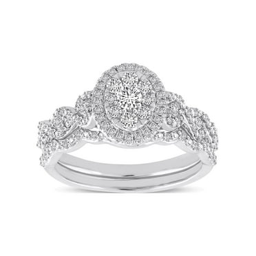 10K White Gold Forever Bride 1/2 Carat Diamond Oval Bridal Set, Engagement Women