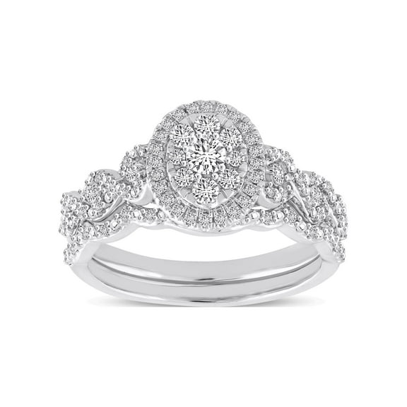 10K White Gold Forever Bride 1/2 Carat Diamond Oval Bridal Set, Engagement Women